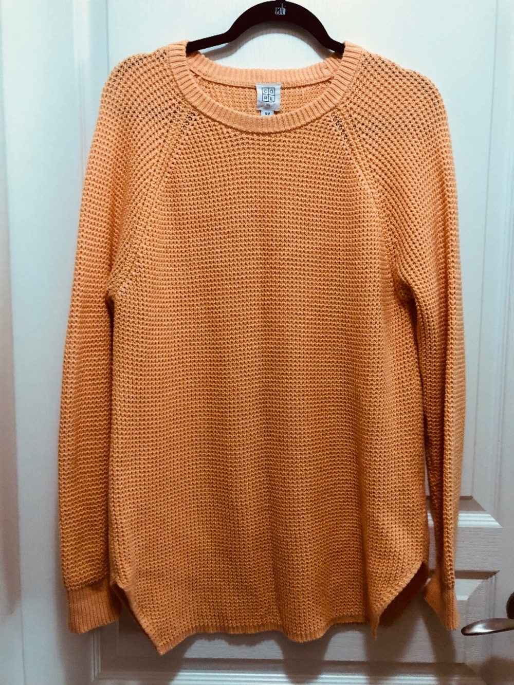 Women’s Med long sleeve tangerine sweater cotton textured weave